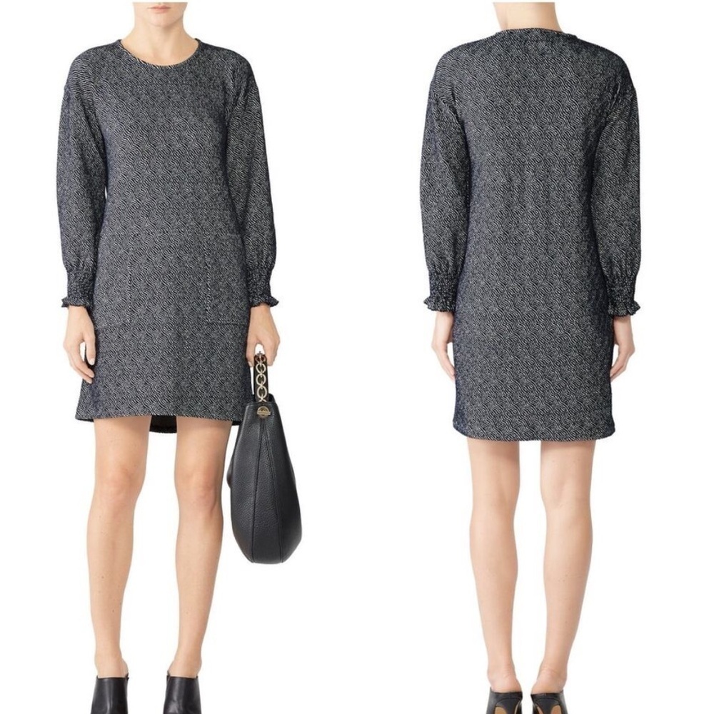 Sita Murt Sweatshirt Blue Jacquard Long Sleeve Shift Dress Women's